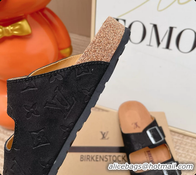 Best Product Louis Vuitton LV Venice Flat Mules Sandals Black Monogram Leather 6062206