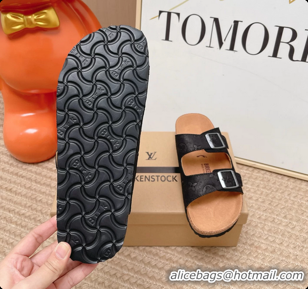 Best Product Louis Vuitton LV Venice Flat Mules Sandals Black Monogram Leather 6062206
