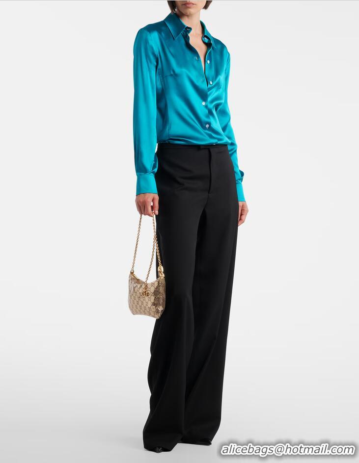 Famous Brand Gucci Metallic GG Mesh Should Bag With Charm ‎874771 Gold 2026