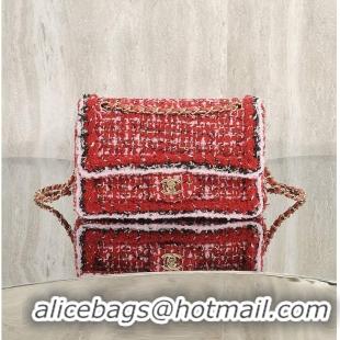 Cheapest Chanel Classic Handbag Tweed fabric/gold-plated metal AS5188 Red/Pink/Black 2026