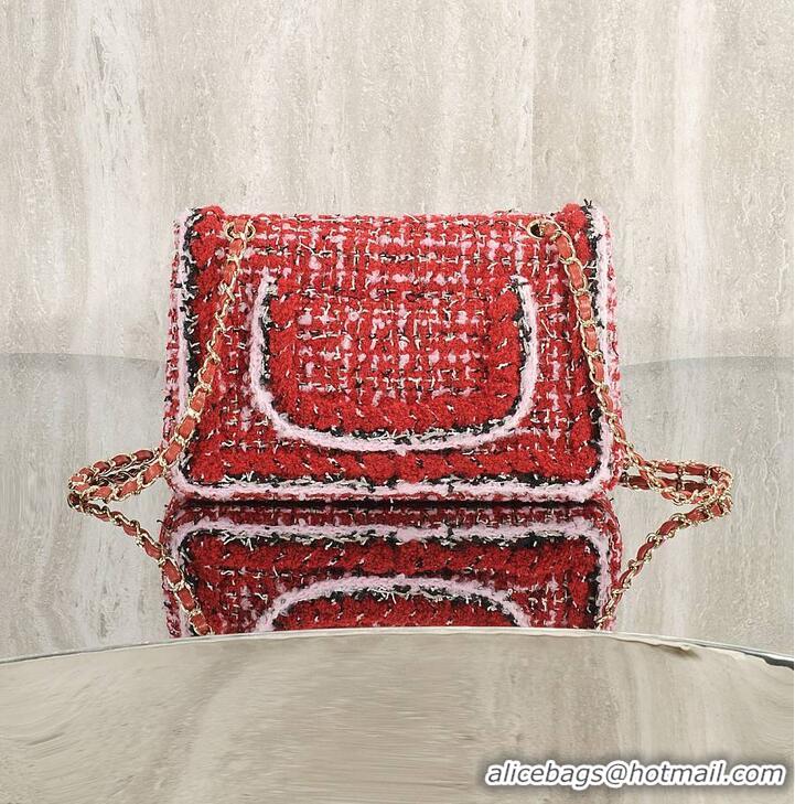 Cheapest Chanel Classic Handbag Tweed fabric/gold-plated metal AS5188 Red/Pink/Black 2026