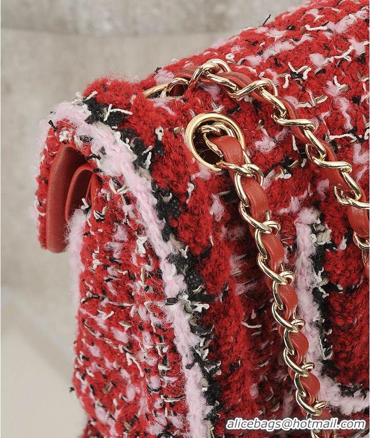 Cheapest Chanel Classic Handbag Tweed fabric/gold-plated metal AS5188 Red/Pink/Black 2026