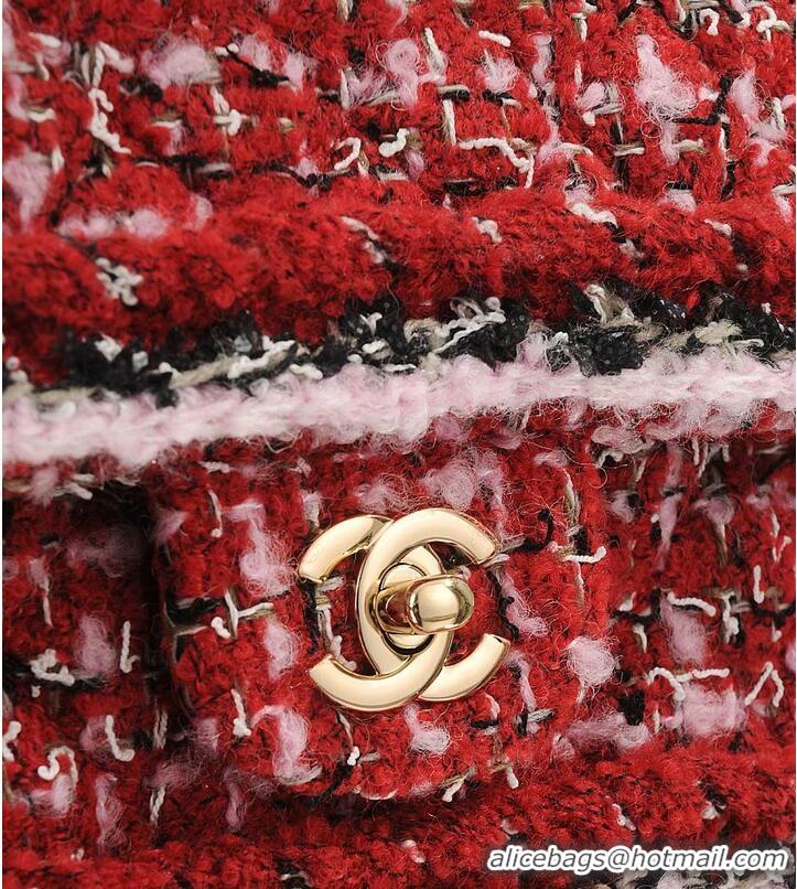 Cheapest Chanel Classic Handbag Tweed fabric/gold-plated metal AS5188 Red/Pink/Black 2026