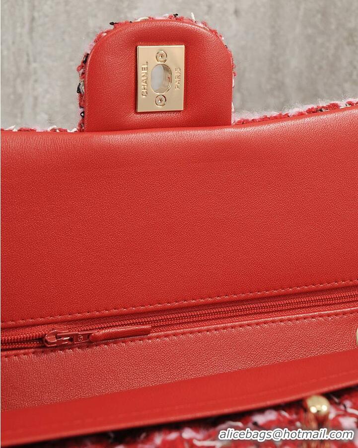 Cheapest Chanel Classic Handbag Tweed fabric/gold-plated metal AS5188 Red/Pink/Black 2026