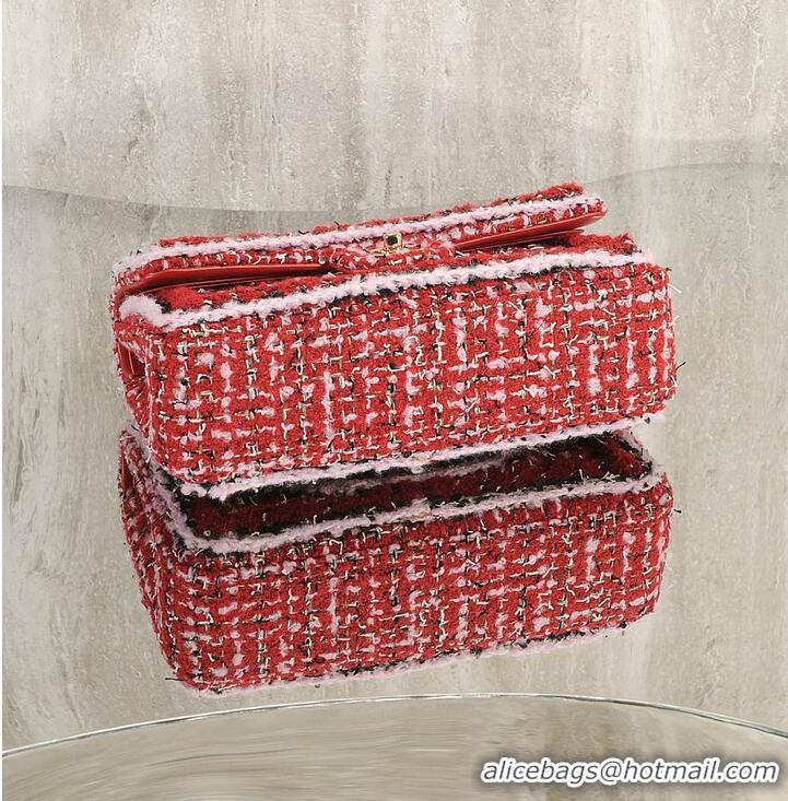 Cheapest Chanel Classic Handbag Tweed fabric/gold-plated metal AS5188 Red/Pink/Black 2026