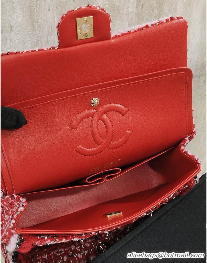 Cheapest Chanel Classic Handbag Tweed fabric/gold-plated metal AS5188 Red/Pink/Black 2026