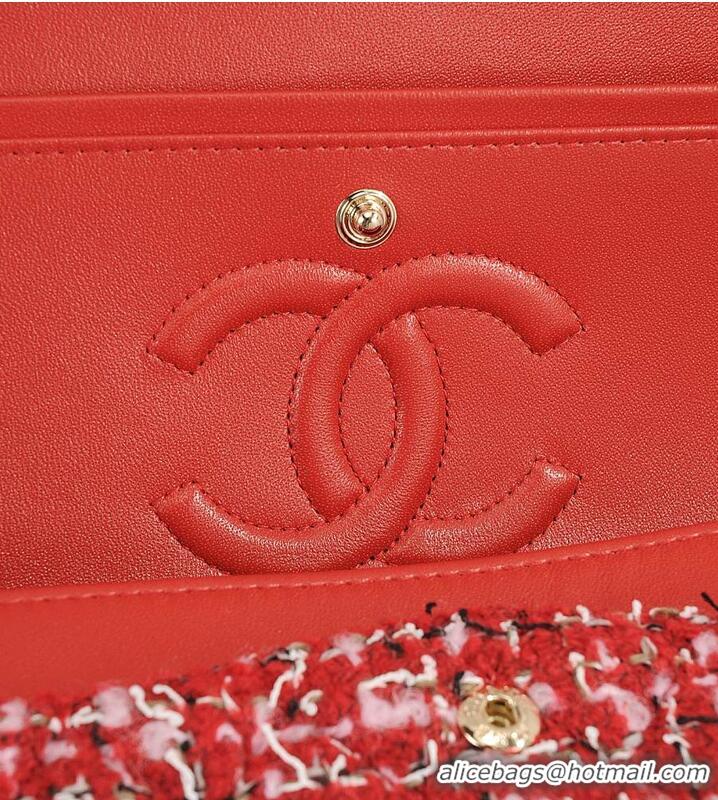 Cheapest Chanel Classic Handbag Tweed fabric/gold-plated metal AS5188 Red/Pink/Black 2026