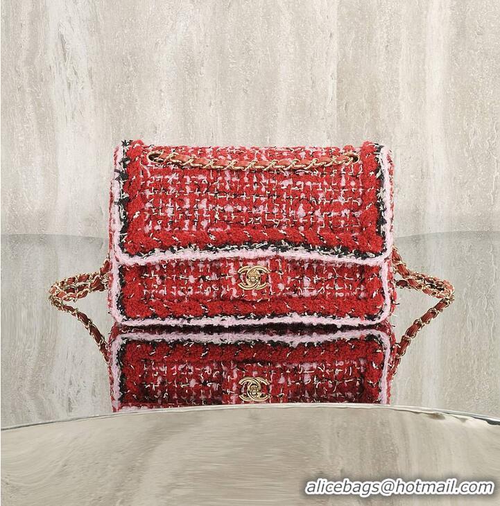 Cheapest Chanel Classic Handbag Tweed fabric/gold-plated metal AS5188 Red/Pink/Black 2026