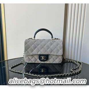 Good Product Chanel Classic Flap Bag In Quilted Suede With Leather Top Handle Bag AS5158 Grey 2026