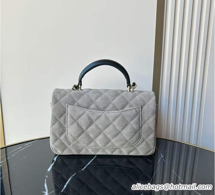 Good Product Chanel Classic Flap Bag In Quilted Suede With Leather Top Handle Bag AS5158 Grey 2026