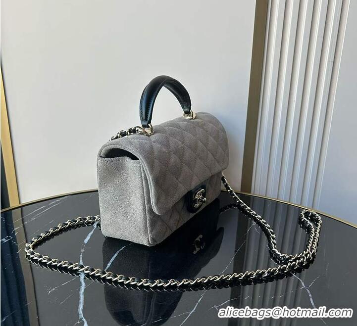 Good Product Chanel Classic Flap Bag In Quilted Suede With Leather Top Handle Bag AS5158 Grey 2026