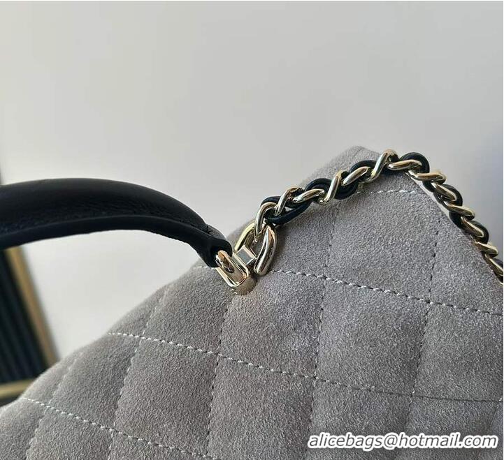 Good Product Chanel Classic Flap Bag In Quilted Suede With Leather Top Handle Bag AS5158 Grey 2026