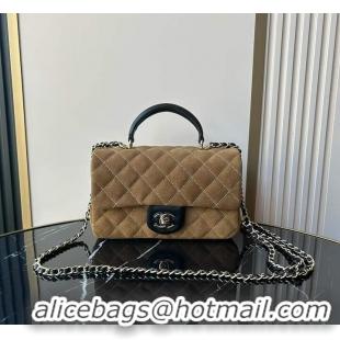 Top Grade Chanel Classic Flap Bag In Quilted Suede With Leather Top Handle Bag AS5158 Brown 2026