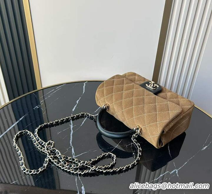 Top Grade Chanel Classic Flap Bag In Quilted Suede With Leather Top Handle Bag AS5158 Brown 2026
