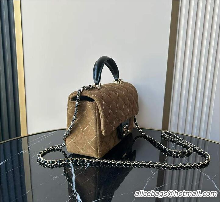Top Grade Chanel Classic Flap Bag In Quilted Suede With Leather Top Handle Bag AS5158 Brown 2026