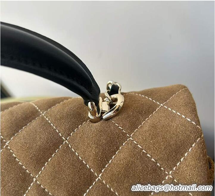 Top Grade Chanel Classic Flap Bag In Quilted Suede With Leather Top Handle Bag AS5158 Brown 2026