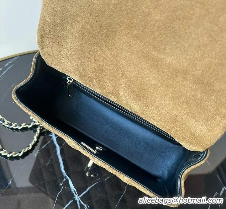 Top Grade Chanel Classic Flap Bag In Quilted Suede With Leather Top Handle Bag AS5158 Brown 2026