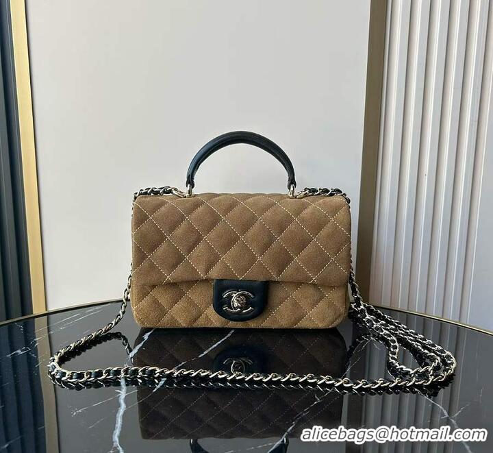 Top Grade Chanel Classic Flap Bag In Quilted Suede With Leather Top Handle Bag AS5158 Brown 2026