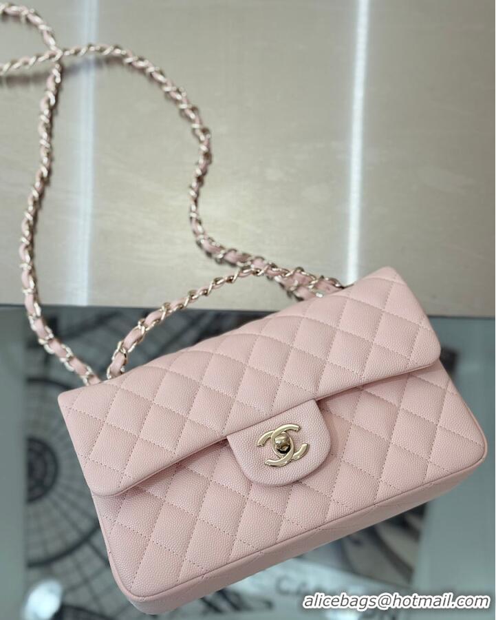 Luxury Cheap Chanel Classic Flap Bag Caviar Leather AP4176 Rose Sakura 2026