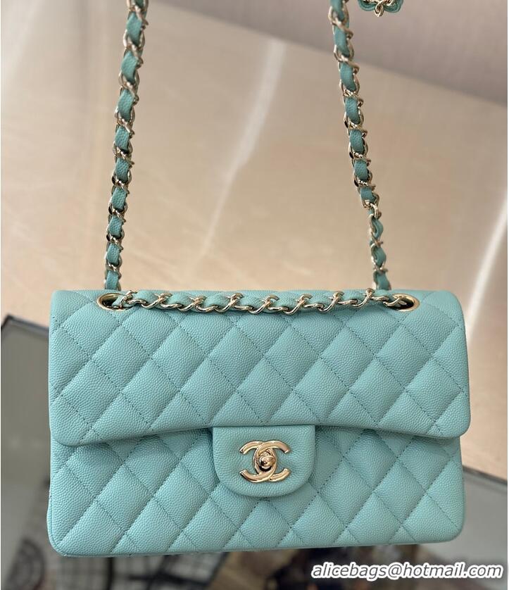 Best Price Chanel Classic Flap Bag Caviar Leather AP4176 Tiffany Blue/Gold 2026