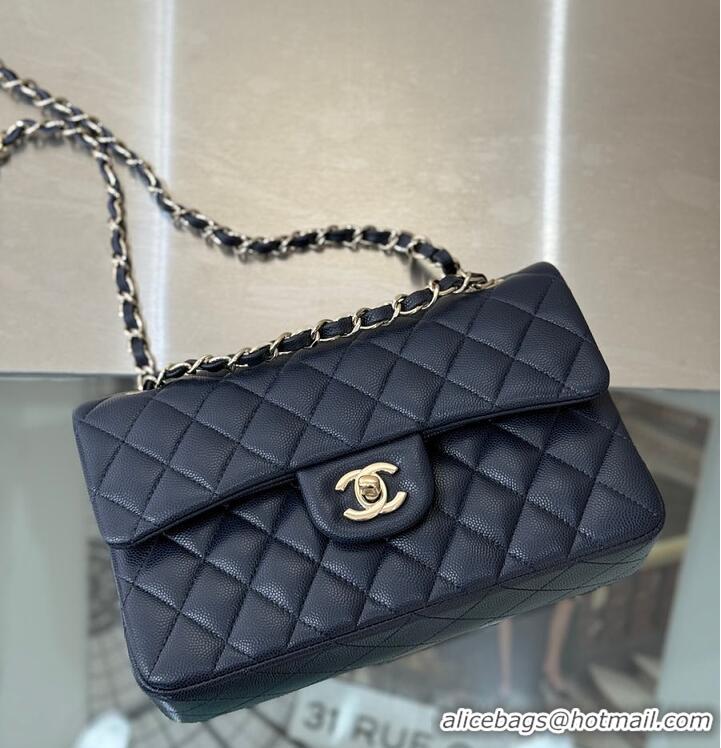 Luxury Cheap Chanel Classic Flap Bag Caviar Leather AP4176 Navy Blue/Gold 2026