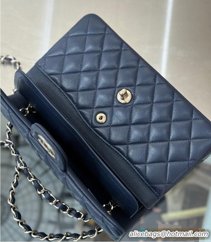 Luxury Cheap Chanel Classic Flap Bag Caviar Leather AP4176 Navy Blue/Gold 2026