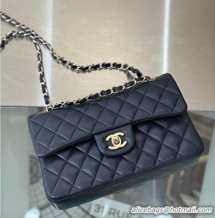 Luxury Cheap Chanel Classic Flap Bag Caviar Leather AP4176 Navy Blue/Gold 2026