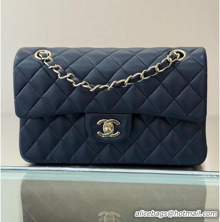 Luxury Cheap Chanel Classic Flap Bag Caviar Leather AP4176 Navy Blue/Gold 2026