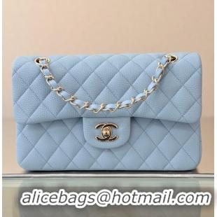 Famous Brand Chanel Classic Flap Bag Caviar Leather AP4176 Light Blue/Gold 2026