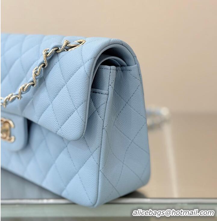 Famous Brand Chanel Classic Flap Bag Caviar Leather AP4176 Light Blue/Gold 2026