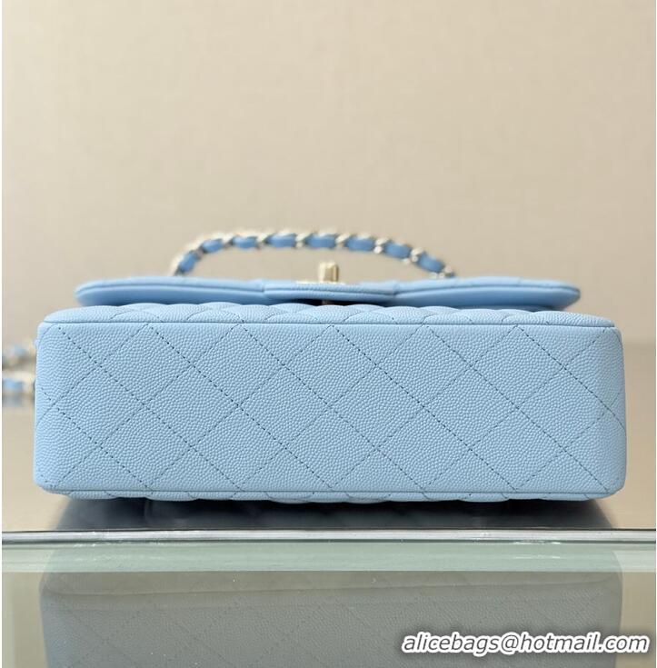 Famous Brand Chanel Classic Flap Bag Caviar Leather AP4176 Light Blue/Gold 2026