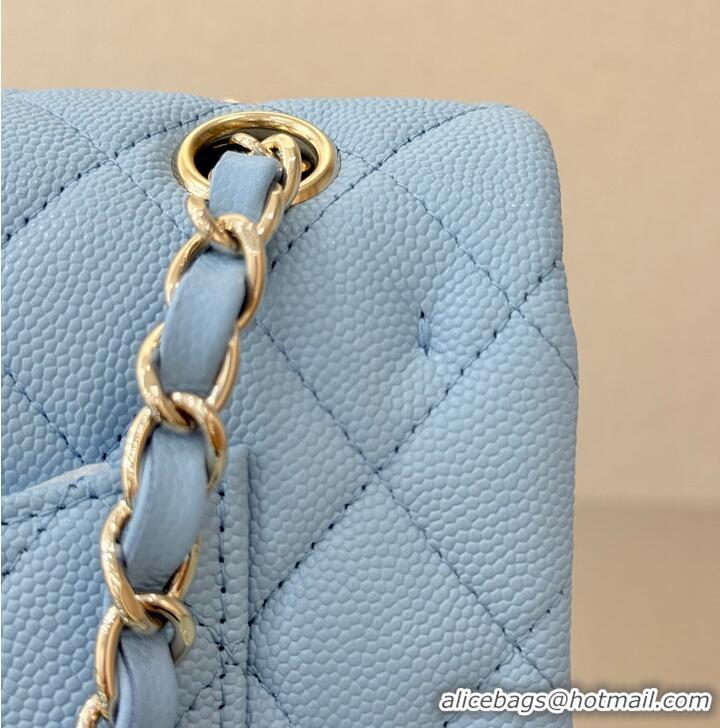 Famous Brand Chanel Classic Flap Bag Caviar Leather AP4176 Light Blue/Gold 2026