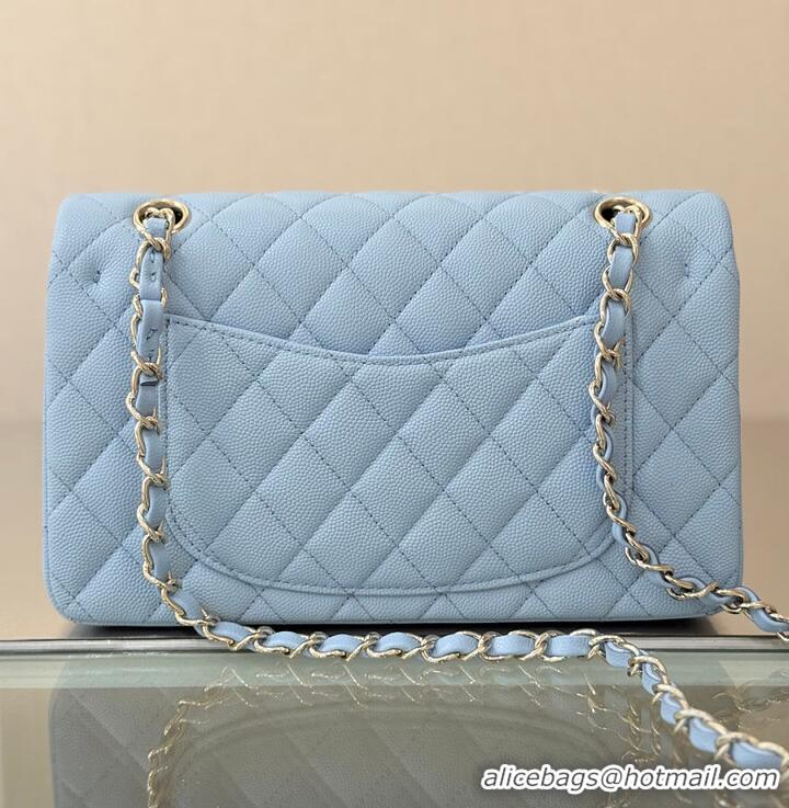 Famous Brand Chanel Classic Flap Bag Caviar Leather AP4176 Light Blue/Gold 2026