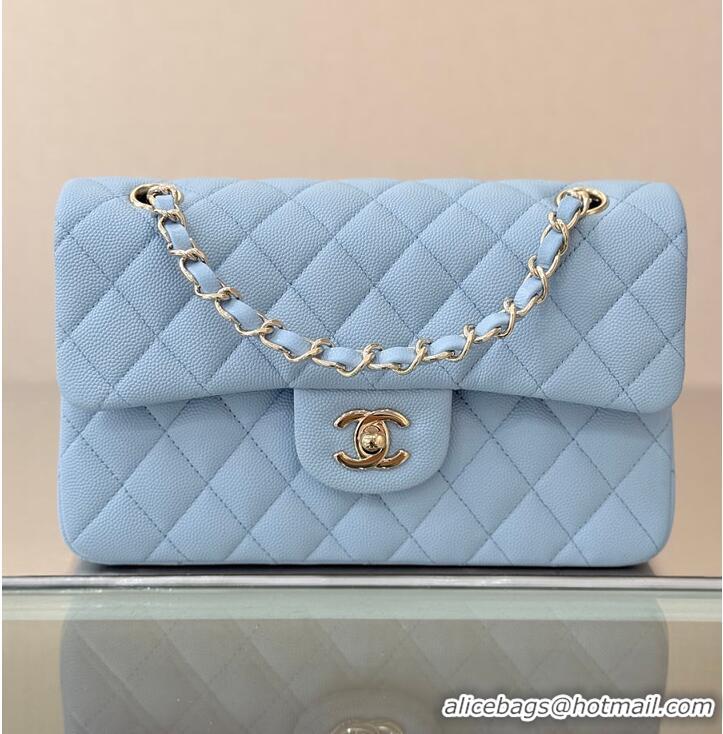 Famous Brand Chanel Classic Flap Bag Caviar Leather AP4176 Light Blue/Gold 2026