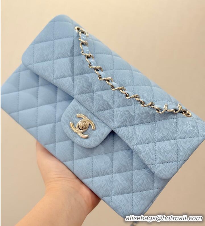 Famous Brand Chanel Classic Flap Bag Caviar Leather AP4176 Light Blue/Gold 2026