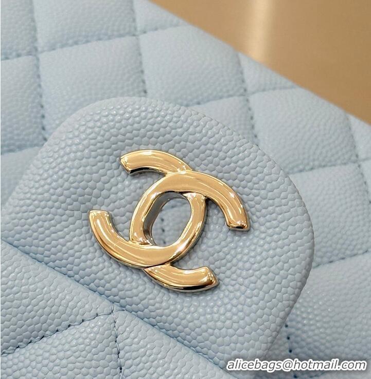 Famous Brand Chanel Classic Flap Bag Caviar Leather AP4176 Light Blue/Gold 2026