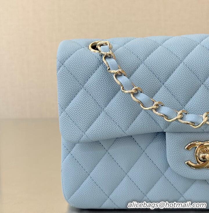 Famous Brand Chanel Classic Flap Bag Caviar Leather AP4176 Light Blue/Gold 2026