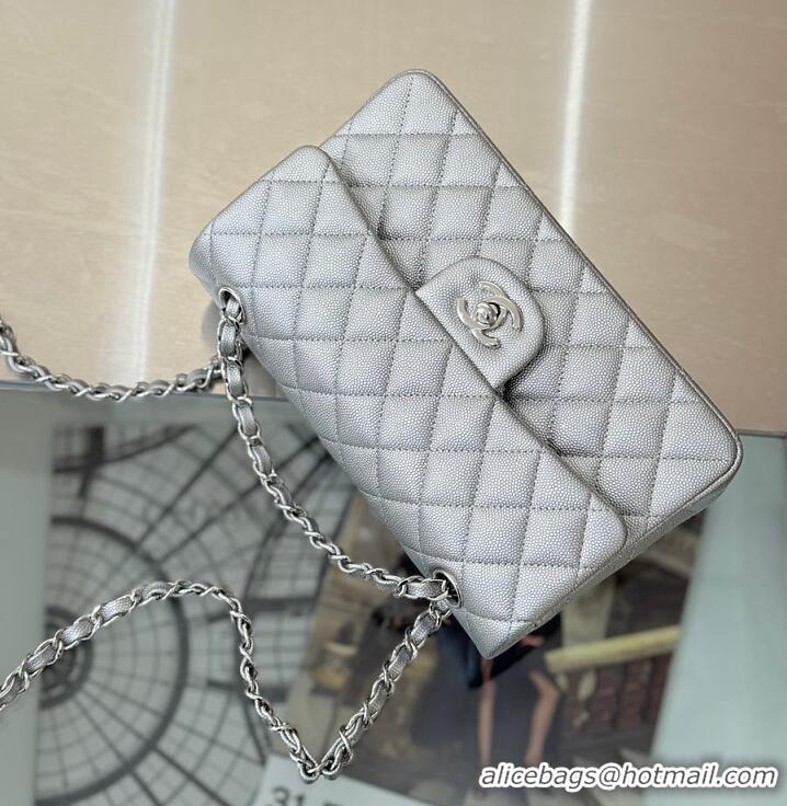 Grade Design Chanel Classic Flap Bag Caviar Leather AP4176 Metallic Silver 2026