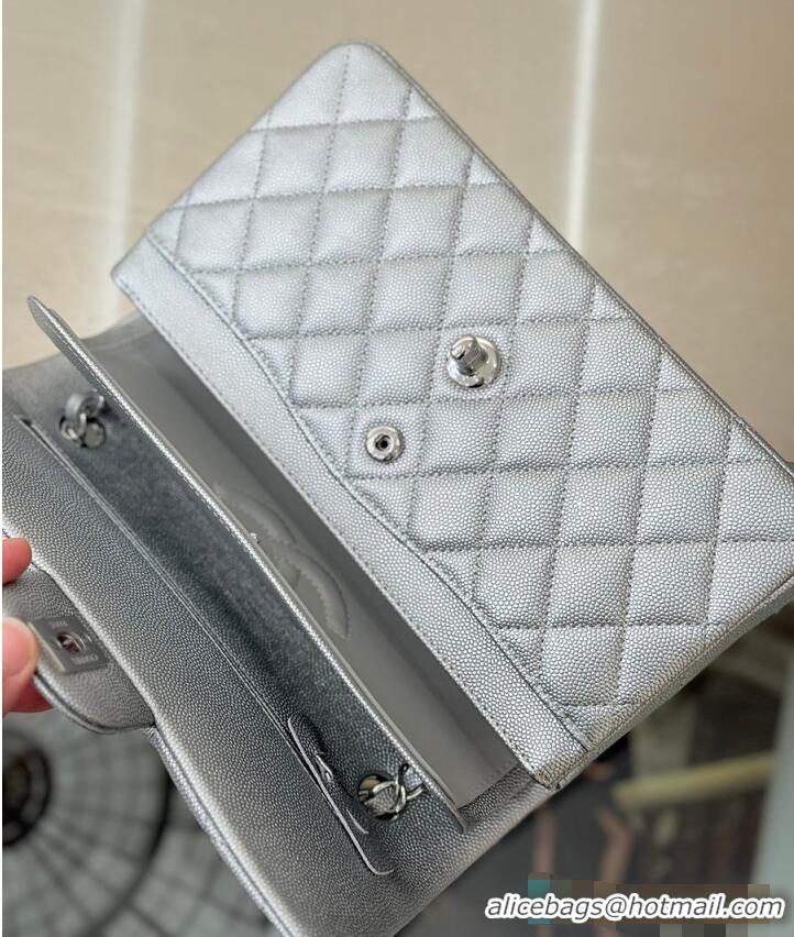 Grade Design Chanel Classic Flap Bag Caviar Leather AP4176 Metallic Silver 2026