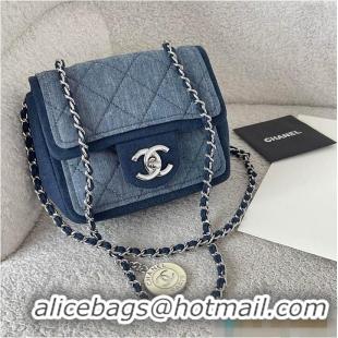 New Cheap Chanel Quilted Mini Medallion Graphic Hardware AS5195 Denim Blue Silver 2026