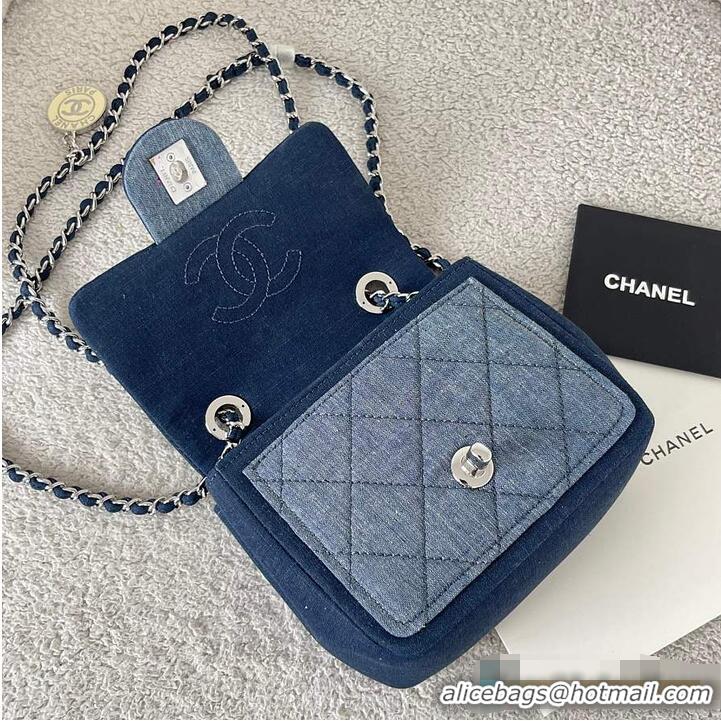 New Cheap Chanel Quilted Mini Medallion Graphic Hardware AS5195 Denim Blue Silver 2026