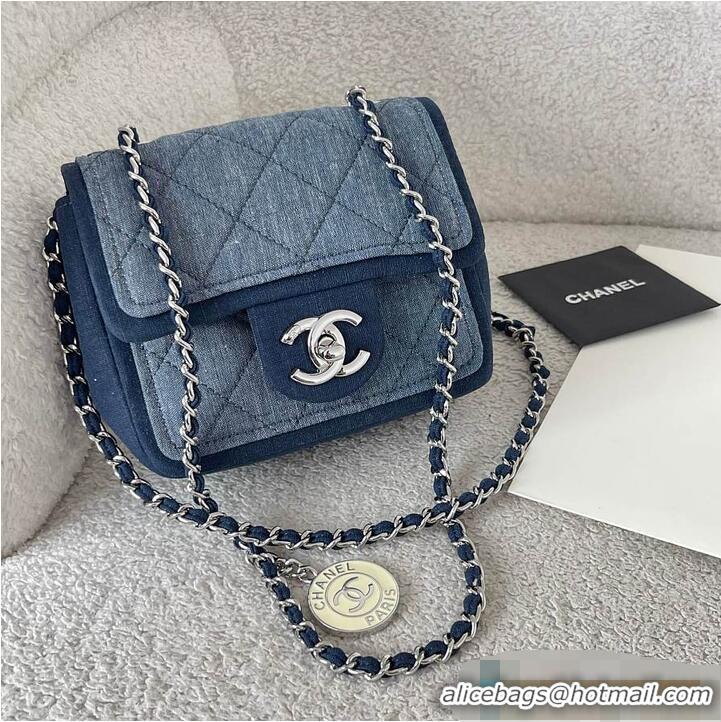 New Cheap Chanel Quilted Mini Medallion Graphic Hardware AS5195 Denim Blue Silver 2026