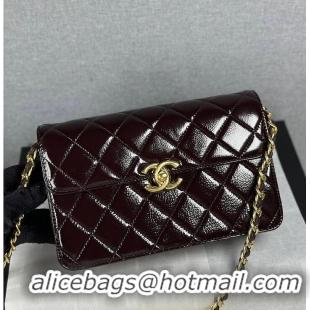 Market Sells Chanel Medium flap bag Glossy Lambskin & Gold Plated Metal AS5196 Dark Brown 2026