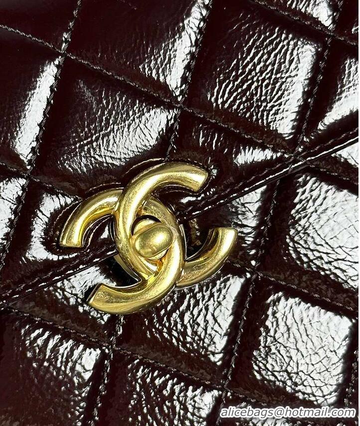 Market Sells Chanel Medium flap bag Glossy Lambskin & Gold Plated Metal AS5196 Dark Brown 2026