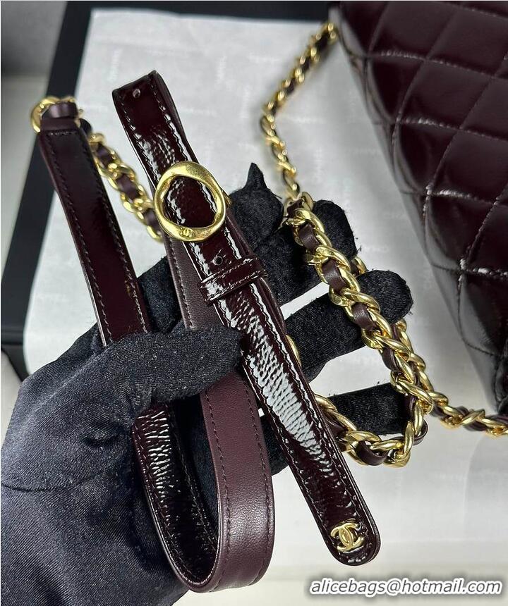 Market Sells Chanel Medium flap bag Glossy Lambskin & Gold Plated Metal AS5196 Dark Brown 2026