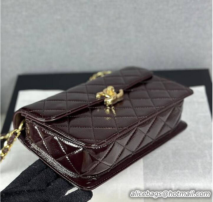 Market Sells Chanel Medium flap bag Glossy Lambskin & Gold Plated Metal AS5196 Dark Brown 2026