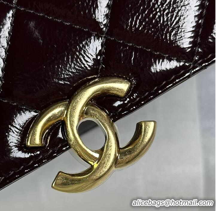 Market Sells Chanel Medium flap bag Glossy Lambskin & Gold Plated Metal AS5196 Dark Brown 2026