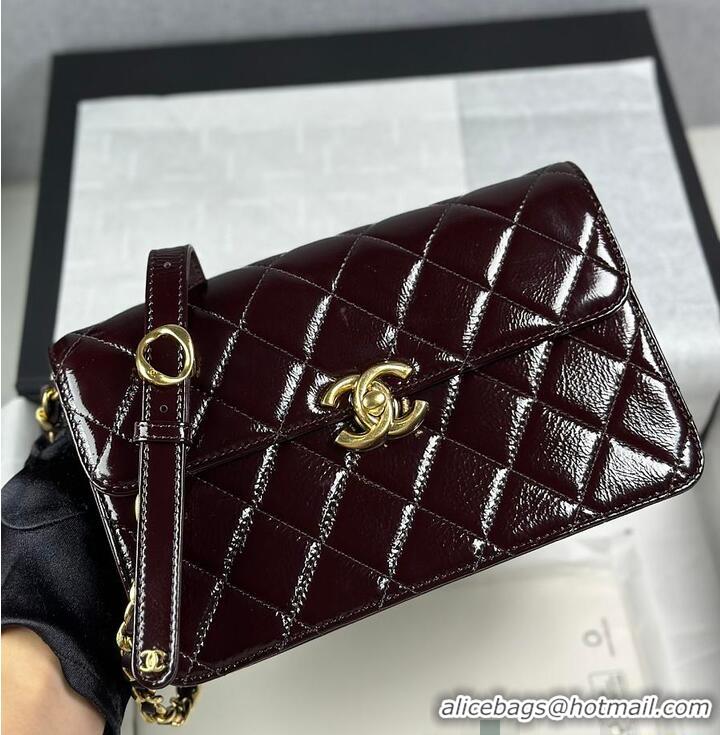 Market Sells Chanel Medium flap bag Glossy Lambskin & Gold Plated Metal AS5196 Dark Brown 2026