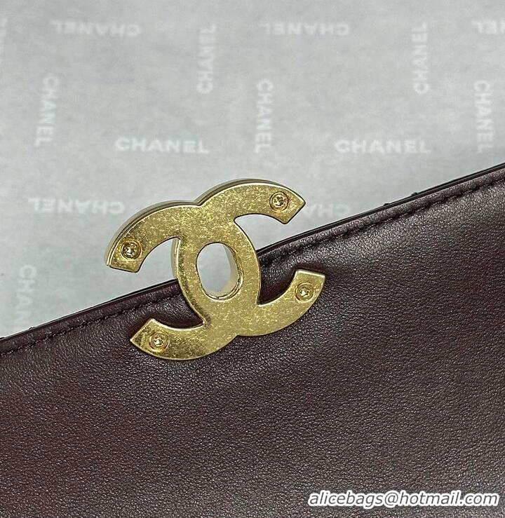 Market Sells Chanel Medium flap bag Glossy Lambskin & Gold Plated Metal AS5196 Dark Brown 2026