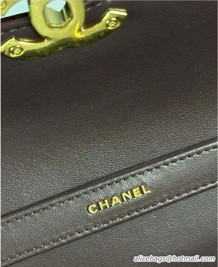 Market Sells Chanel Medium flap bag Glossy Lambskin & Gold Plated Metal AS5196 Dark Brown 2026